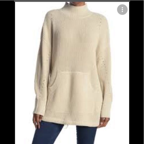 🔥5 for $25 sale🔥 RDI NWT cream mock neck drawstring waist loose fit sweater - Picture 2 of 14